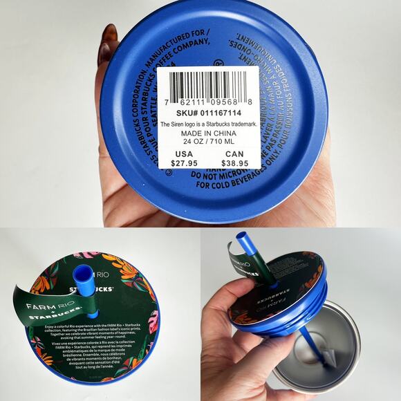 NWT Farm Rio x Starbucks Banana Mix Blue Multi Limited Edition Venti Tumbler Cup - Picture 8 of 9